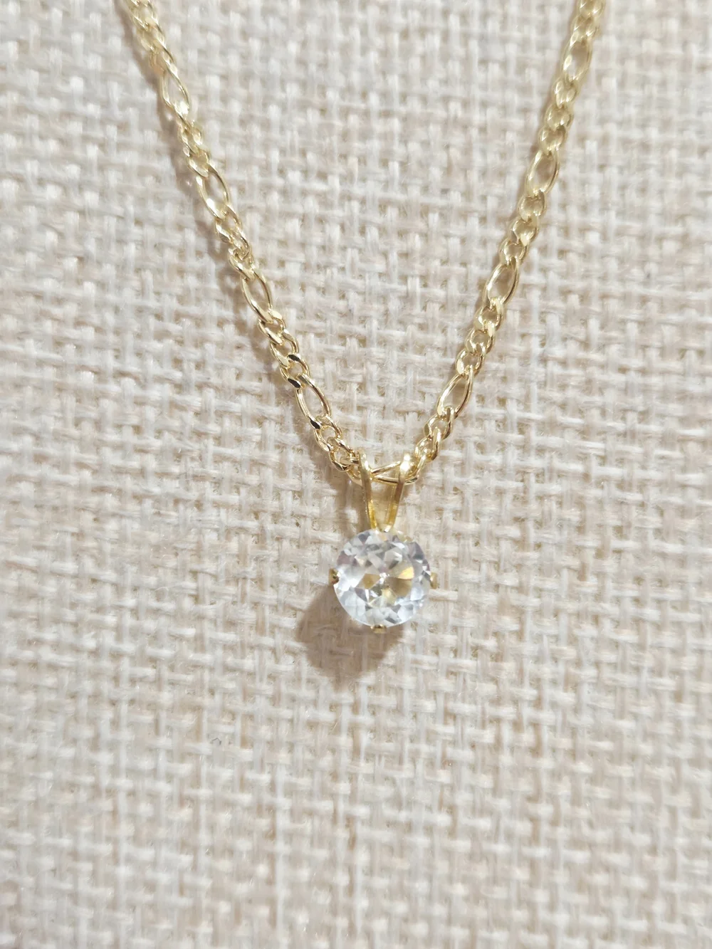 Gold Chain Necklace with Clear CZ Pendant